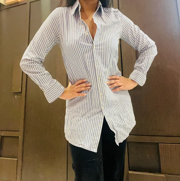 Blue and white long shirt - Picture 2 of 4